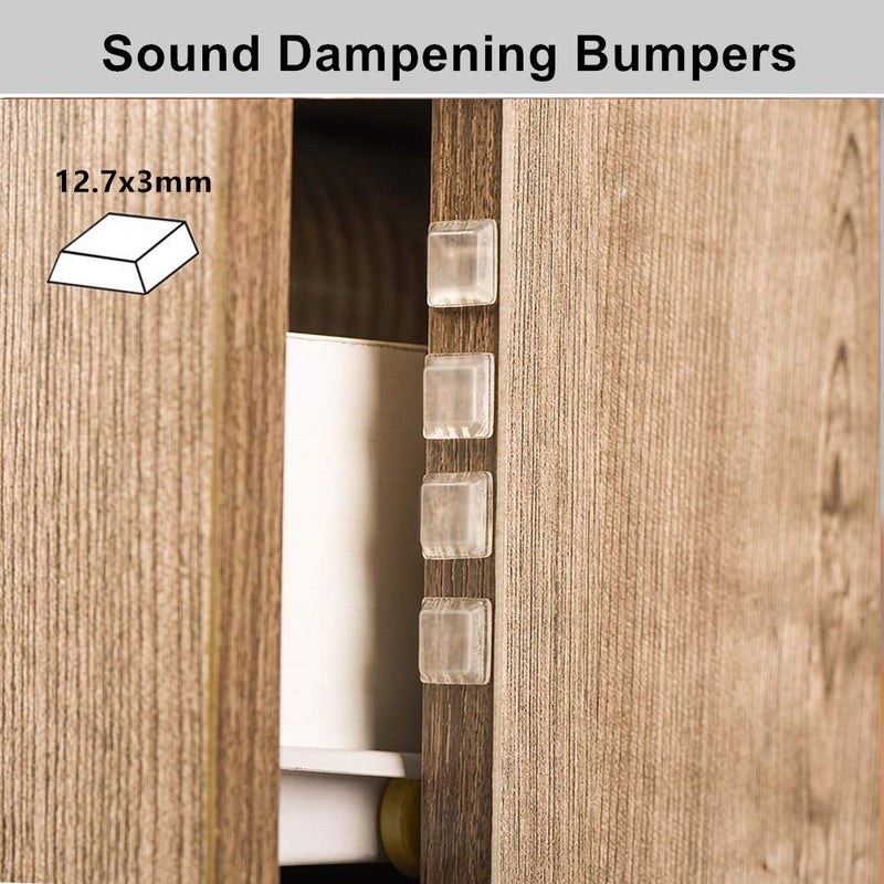 FURNIMATE Clear Cabinet Door Drawer Bumpers Pads 40PCS Square Rubber Bumper Pads Sound Dampening for Cabinet Doors Drawers Picture Frames Laptop 12.7 x 3mm - Image 2